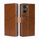 For ZTE Axon 40 Lite Geometric Stitching Leather Phone Case(Light Brown) - 1