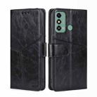 For ZTE Blade A53 4G Geometric Stitching Leather Phone Case(Black) - 1