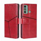 For ZTE Blade A53 4G Geometric Stitching Leather Phone Case(Red) - 1