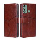 For ZTE Blade A53 4G Geometric Stitching Leather Phone Case(Dark Brown) - 1