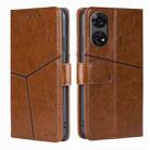 For ZTE Anshin Family Geometric Stitching Leather Phone Case(Light Brown) - 1