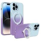 For iPhone 14 Pro Max MagSafe Holder Gradient TPU Phone Case(Gray Purple) - 1