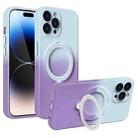 For iPhone 14 Pro MagSafe Holder Gradient TPU Phone Case(Gray Purple) - 1