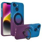 For iPhone 14 Plus Gradient TPU MagSafe Holder Phone Case(Blue Purple) - 1