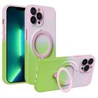 For iPhone 13 Pro Gradient TPU MagSafe Holder Phone Case(Pink Green) - 1