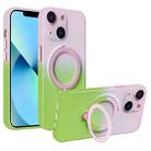 For iPhone 13 Gradient TPU MagSafe Holder Phone Case(Pink Green) - 1