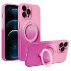 For iPhone 12 Pro Max Gradient TPU MagSafe Holder Phone Case(Pink Red) - 1