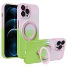 For iPhone 12 Pro Max Gradient TPU MagSafe Holder Phone Case(Pink Green) - 1