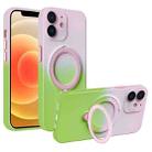 For iPhone 12 Gradient TPU MagSafe Holder Phone Case(Pink Green) - 1