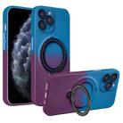 For iPhone 11 Pro Max MagSafe Holder Gradient TPU Phone Case(Blue Purple) - 1