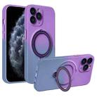 For iPhone 11 Pro Max Gradient TPU MagSafe Holder Phone Case(Deep Purple Gray) - 1