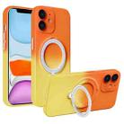 For iPhone 11 Gradient TPU MagSafe Holder Phone Case(Orange Yellow) - 1