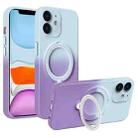 For iPhone 11 Gradient TPU MagSafe Holder Phone Case(Gray Purple) - 1