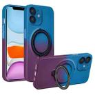 For iPhone 11 Gradient TPU MagSafe Holder Phone Case(Blue Purple) - 1