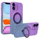 For iPhone 11 Gradient TPU MagSafe Holder Phone Case(Deep Purple Gray) - 1