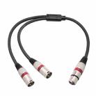 2055YMMF-05 XLR 3pin Female to Dual Male Audio Cable, Length: 50cm(Black+Red) - 1