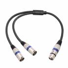 2055YMMF-05 XLR 3pin Female to Dual Male Audio Cable, Length: 50cm(Black+Blue) - 1