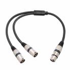 2055YMMF-05 XLR 3pin Female to Dual Male Audio Cable, Length: 50cm(Black) - 1