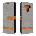 For LG K51 Color Matching Denim Texture Horizontal Flip Leather Case with Holder & Card Slots & Wallet & Lanyard(Grey) - 1