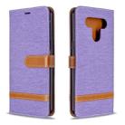 For LG K51 Color Matching Denim Texture Horizontal Flip Leather Case with Holder & Card Slots & Wallet & Lanyard(Purple) - 1