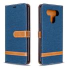 For LG K51 Color Matching Denim Texture Horizontal Flip Leather Case with Holder & Card Slots & Wallet & Lanyard(Navy Blue) - 1