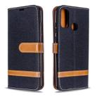 For Huawei P Smart (2020) Color Matching Denim Texture Horizontal Flip Leather Case with Holder & Card Slots & Wallet & Lanyard(Black) - 1