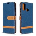 For Huawei P Smart (2020) Color Matching Denim Texture Horizontal Flip Leather Case with Holder & Card Slots & Wallet & Lanyard(Navy Blue) - 1