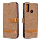 For Huawei P Smart (2020) Color Matching Denim Texture Horizontal Flip Leather Case with Holder & Card Slots & Wallet & Lanyard(Brown) - 1