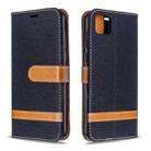 For Huawei Y5P / Honor 9S Color Matching Denim Texture Horizontal Flip Leather Case with Holder & Card Slots & Wallet & Lanyard(Black) - 1