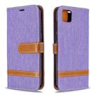 For Huawei Y5P / Honor 9S Color Matching Denim Texture Horizontal Flip Leather Case with Holder & Card Slots & Wallet & Lanyard(Purple) - 1