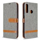 For Huawei Y6P Color Matching Denim Texture Horizontal Flip Leather Case with Holder & Card Slots & Wallet & Lanyard(Grey) - 1