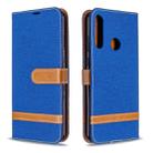 For Huawei Y6P Color Matching Denim Texture Horizontal Flip Leather Case with Holder & Card Slots & Wallet & Lanyard(Royal Blue) - 1