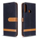 For Huawei Y6P Color Matching Denim Texture Horizontal Flip Leather Case with Holder & Card Slots & Wallet & Lanyard(Black) - 1