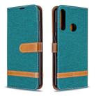 For Huawei Y6P Color Matching Denim Texture Horizontal Flip Leather Case with Holder & Card Slots & Wallet & Lanyard(Green) - 1