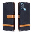 For Huawei Honor 9A Color Matching Denim Texture Horizontal Flip Leather Case with Holder & Card Slots & Wallet & Lanyard(Black) - 1