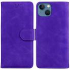 For iPhone 15 Skin Feel Pure Color Flip Leather Phone Case(Purple) - 1