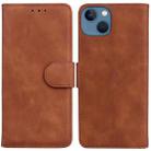 For iPhone 15 Skin Feel Pure Color Flip Leather Phone Case(Brown) - 1