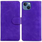 For iPhone 15 Plus Skin Feel Pure Color Flip Leather Phone Case(Purple) - 1