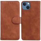 For iPhone 15 Plus Skin Feel Pure Color Flip Leather Phone Case(Brown) - 1