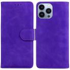 For iPhone 15 Pro Skin Feel Pure Color Flip Leather Phone Case(Purple) - 1