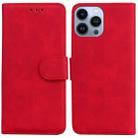 For iPhone 15 Pro Skin Feel Pure Color Flip Leather Phone Case(Red) - 1