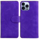 For iPhone 15 Pro Max Skin Feel Pure Color Flip Leather Phone Case(Purple) - 1