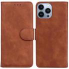 For iPhone 15 Pro Max Skin Feel Pure Color Flip Leather Phone Case(Brown) - 1