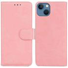 For iPhone 14 Plus Skin Feel Pure Color Flip Leather Phone Case(Pink) - 1