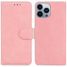 For iPhone 14 Pro Skin Feel Pure Color Flip Leather Phone Case(Pink) - 1