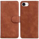 For iPhone SE 2024 Skin Feel Pure Color Flip Leather Phone Case(Brown) - 1