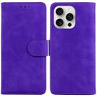 For iPhone 16 Pro Max Skin Feel Pure Color Flip Leather Phone Case(Purple) - 1