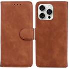 For iPhone 16 Pro Max Skin Feel Pure Color Flip Leather Phone Case(Brown) - 1