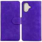 For iPhone 16 Plus Skin Feel Pure Color Flip Leather Phone Case(Purple) - 1