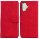 For iPhone 16 Plus Skin Feel Pure Color Flip Leather Phone Case(Red) - 1